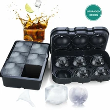 Silicone Ice Mold Maker Large Ice Cube Tray 1 Pair Set for Cocktails & Bourbon