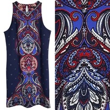 Banana republic size 6 paisley sleeveless sheath dress navy multi stretch boho