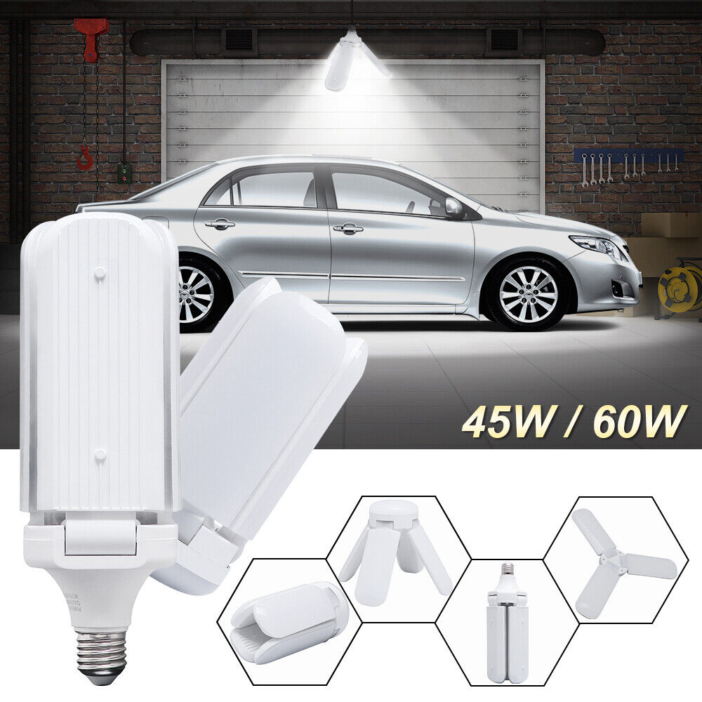 E27 LED Garage Light Bulb Deformable Ceiling Fixture Lights 