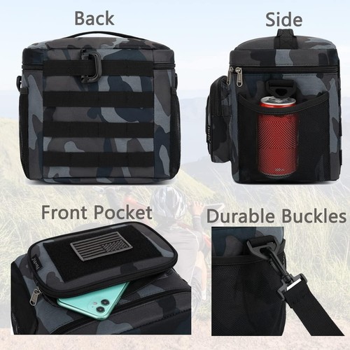 Tactical Lunch Bag Large Insulated Lunch Box Cooler Tote for Men Camo Black - Picture 6 of 9