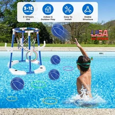 Summer Pool Basketball Hoop Toy Set Swimming Pool Basketball Water Play Toy Gift