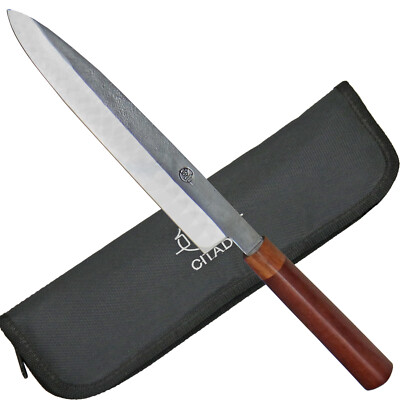 CITADEL Kochmesser Küchenmesser Klinge handgeschmiedet Sashimi Rosenholz Etui