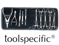 10pc Pro Body Piercing Tool Kit Tongue Belly Septum Nose Lip Ear Clamps Zip Case
