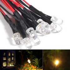 10x Pre Wired 3mm Warm White Led Light 12 18V for Train Layout and buildings