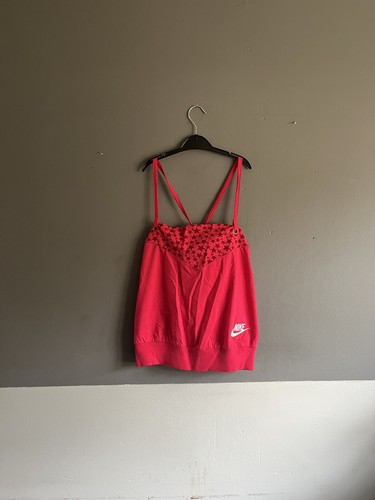 Nike Womens Strappy Halter Neck Cami Camisole Star Vest Tank Top Pink White XS 8