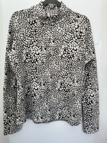 Lucy Womens Activewear Top 1/4 Zip Leopard Print Brown & White LS Textured Sz L - Picture 2 of 15