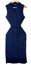 Talbots Sleeveless Knit Button Up Belted Maxi Shirtdress Womens Size M Stretch