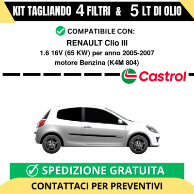 Kit Tagliando 3 Filtri Per Renault Clio V 1.0 SCe 65 - Filtro Aria, Olio E Abitacolo, Compatibile Dal 2021