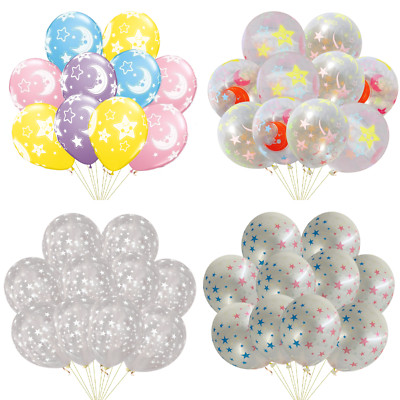 12'' Mond und Stern Druck Luftballons LATEX HELIUM Geburtstag Party Deko Ballons