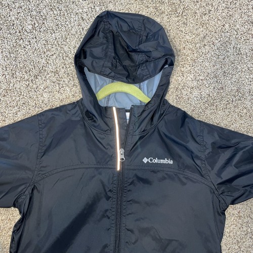 Childrens Columbia 2 Pocket Nylon Long Sleeve Hooded Black Windbreaker M (10-12) - Picture 6 of 10