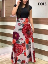 Women Polka Dot Print Long Dress Sleeve O-Neck Robe Boho Beach Maxi Sundress