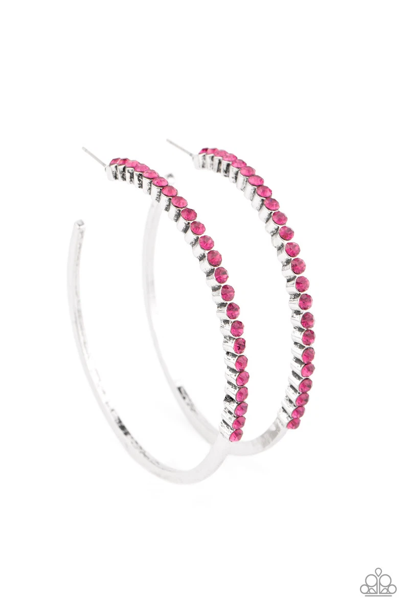 Paparazzi Jewelry Making Rounds Pink Rhinestone Hoop Earrings eBay