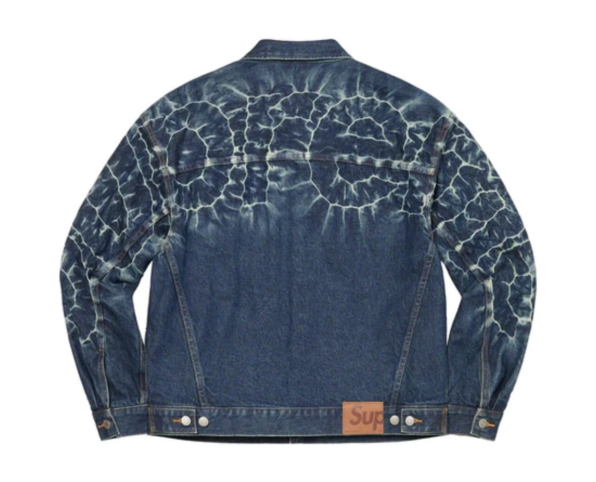 Supreme Shibori Denim Trucker Jacket Rigid Indigo Blue Size XXL NEW IN HAND