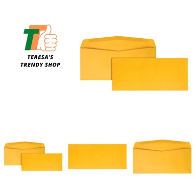 Envelopes, Durable 28 lb Kraft Paper, 4-1/8 x 9-1/2 Inches, Gummed, 5 per Box