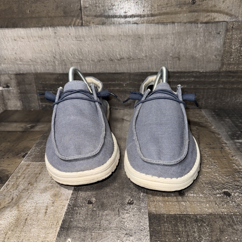 Hey Dude Shoes Women Wendy Chambray Navy White Slip On Loafers Womens