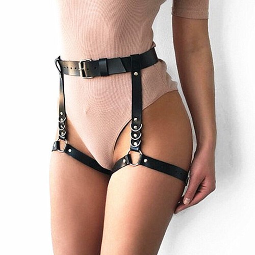 Imbracatura Donna Donna Sexy Punk Pu Pelle Harajuku Giarrettiera Vita Regolabile US - Foto 2 di 12