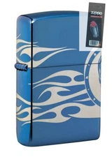 Zippo 49048 Skull Tattoo Design  Blue Finish Lighter + FLINT PACK