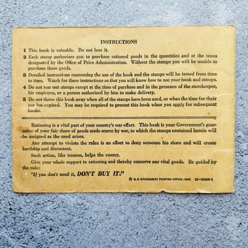 United States of America War Ration Book Two Vintage WWII Ephemera - Picture 2 of 6