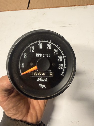 Vintage Mack Truck Mechanical Tachometer Gauge with Hour Meter 3200 Rpm