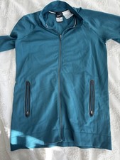 Nike Full Zip Running Jacket Women s Medium Teal Dri-Fit Stretch Logo Swoosh