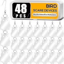 48 Pcs Bird Scare Discs, Reflective Double-Sided Bird Reflectors Upgraded Discs