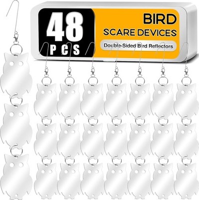 48 Pcs Bird Scare Discs, Reflective Double-Sided Bird Reflectors Upgraded Discs