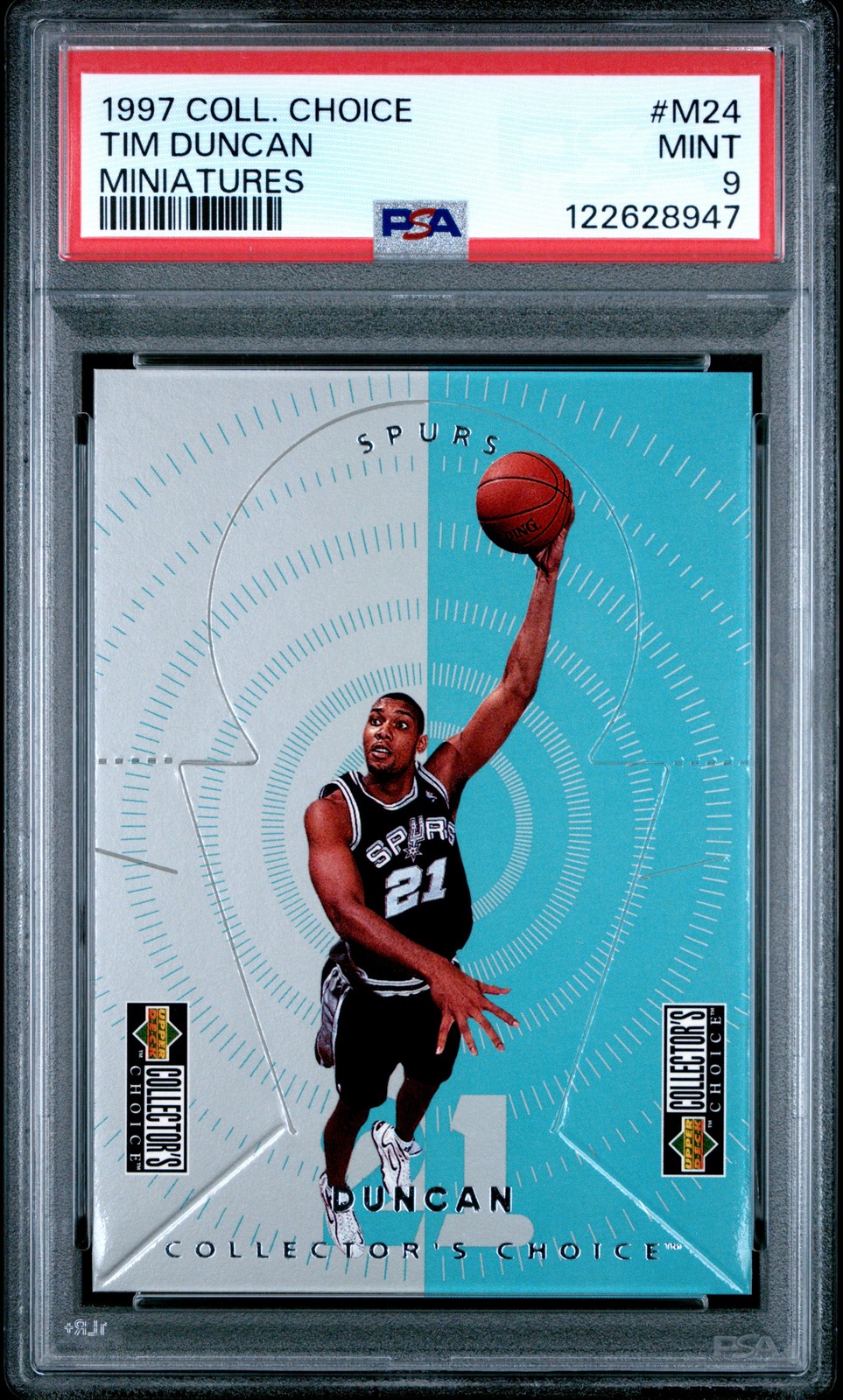 1997 COLLECTOR'S CHOICE MINIATURES #M24 TIM DUNCAN PSA 9