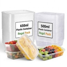 Plastic Food Containers with Lids Takeaway Reusable Storage Boxes Microwave Safe