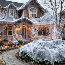 1400 Sq Ft Stretchable Halloween Spider Web Decorations with Fake Spiders