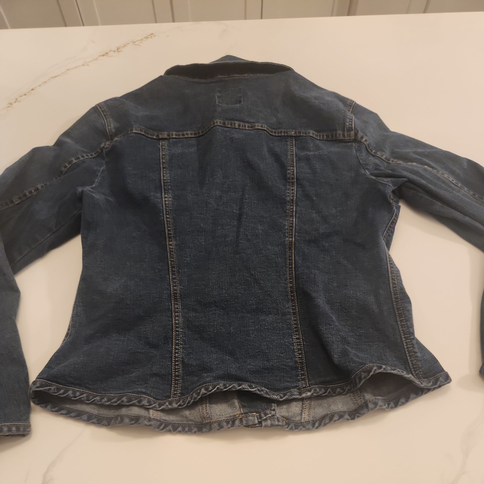 Facconable Fitted Stretch Dark Denim Jacket Mediu… - image 8