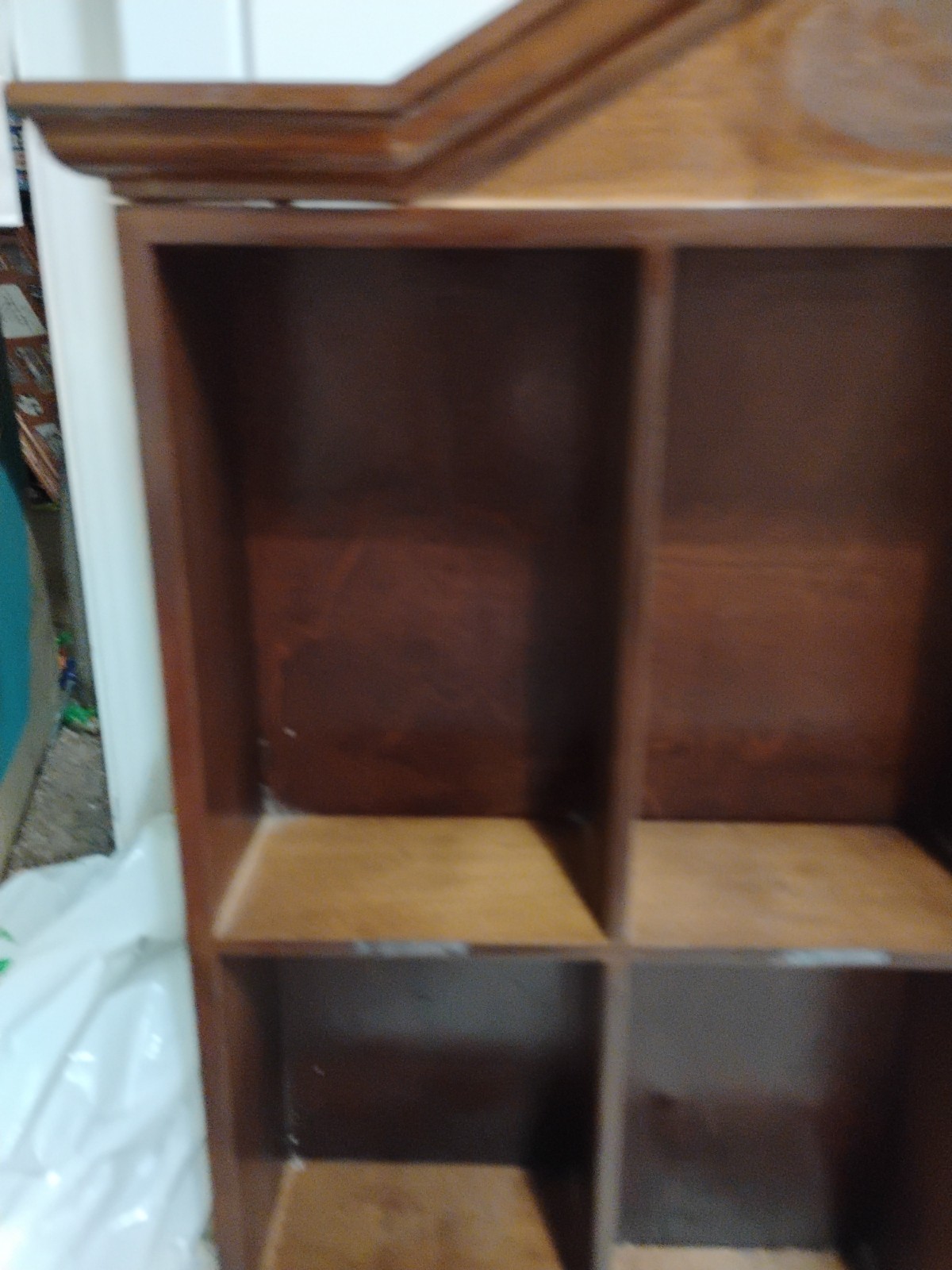 Wood Curio Cabinet Shadow Box Wall Hanging 22" Shelf Vintage Display Case Wooden