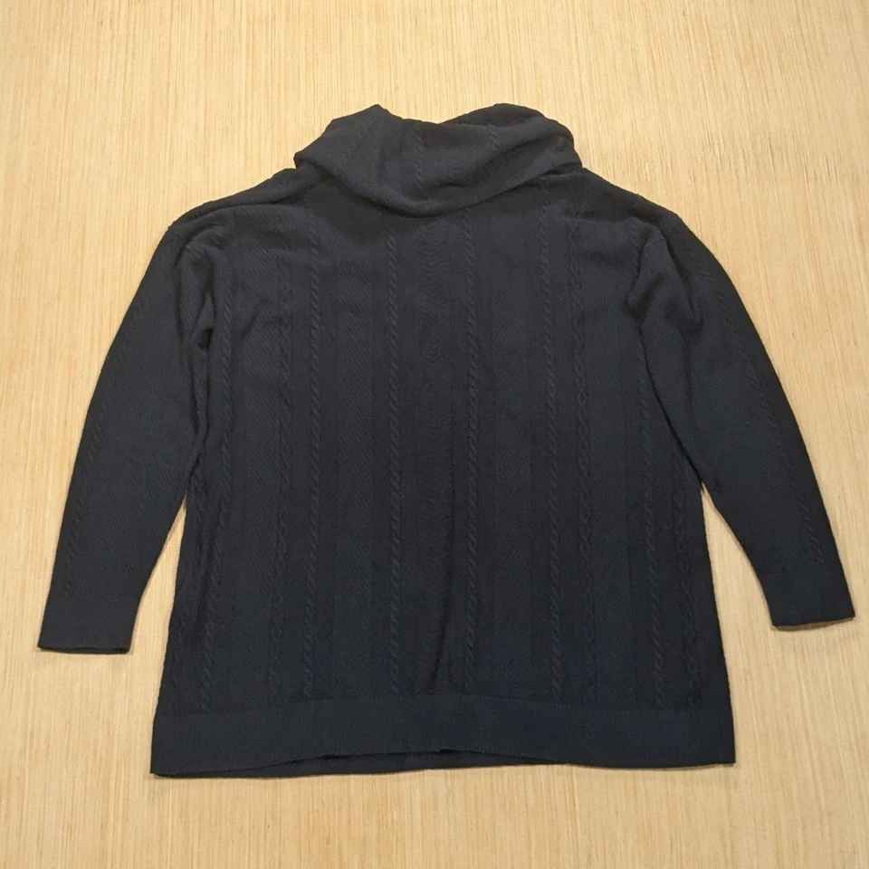 Suéter Chicos Zenergy Negro Tejido con Cable Capucha Cuello Pullover Acogedor Para Mujer Grande Foto 3 de 4