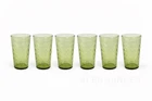 Anchor Hocking Jubilee Avocado Green 6 oz Vintage Tumblers Set of 6