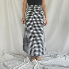 70s Navy and White Maxi Skirt
