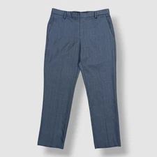 Perry Ellis Portfolio Men's Blue Modern-Fit Plaid Dress Pants Size 32W 30L