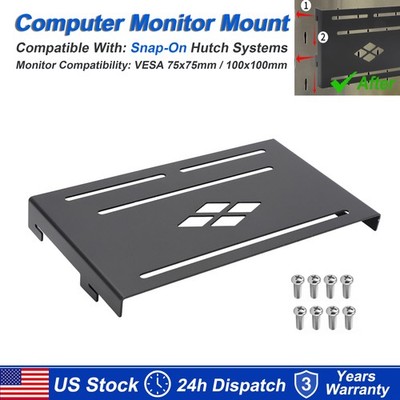 Snap-On Hutch Monitor Moun Adjustable VESA 75/100 Bracket for Multi-Screen Setup