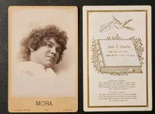 Josie F. Brooks 14 Yrs Old Death Card & Cabinet Card Photo 1890s Haverhill, MA