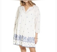 Madewell White and Blue Patterned Mini Dress