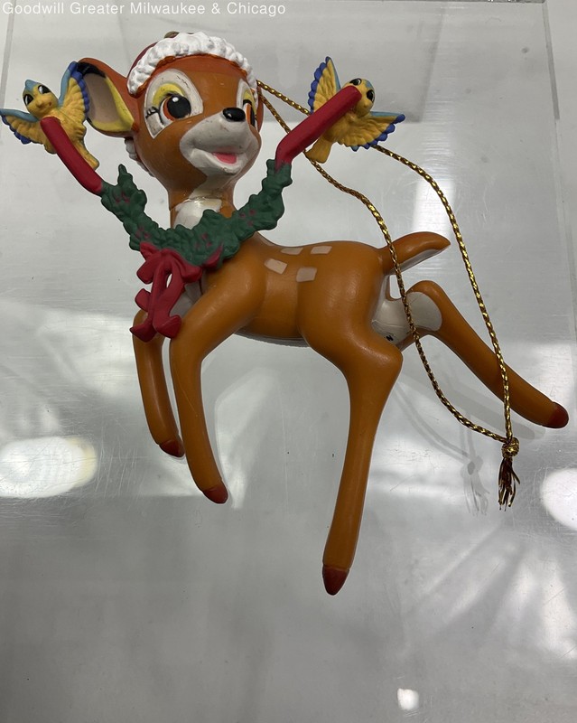 Disney Brown Red Green Yellow Blue Bambi Reindeer Wreath Birds Resin