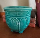 Small USA Shawnee Cabinet Vase Flower Pot Green 3 1/4" Tall Vintage EUC