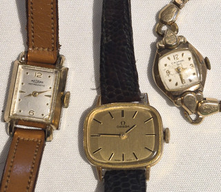 3 VINTAGE LADIES WRIST WATCHES OMEGA OLD CROTON MEDANA NOT WORKING PARTS REPAIR