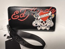 Ed Hardy Skull and bones love kills slowly Wristlet Zip Wallet NWT