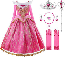 Girls Pink Princess Costume Halloween Cosplay Party Dress Up