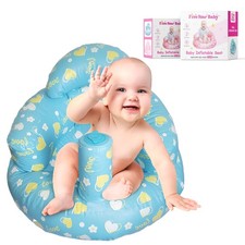 Inflatable Baby Sit-Up Seat Blue Portable Floor Chair Support 3-12 Months