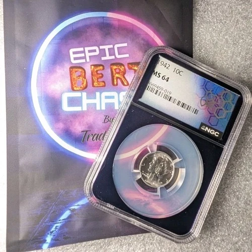 BERT Epic Chase 1942 Mercury Dime NGC MS 64 US Silver coin 90%