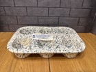 Vintage Dr Douglas’ Wonder Blue Speckled Stoneware 6 Muffin Pan  12.5” X  8.5”