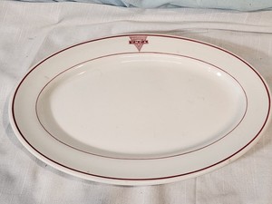 YMCA, Iroquois China 11" Serving Platter, Red Trim, Nice!