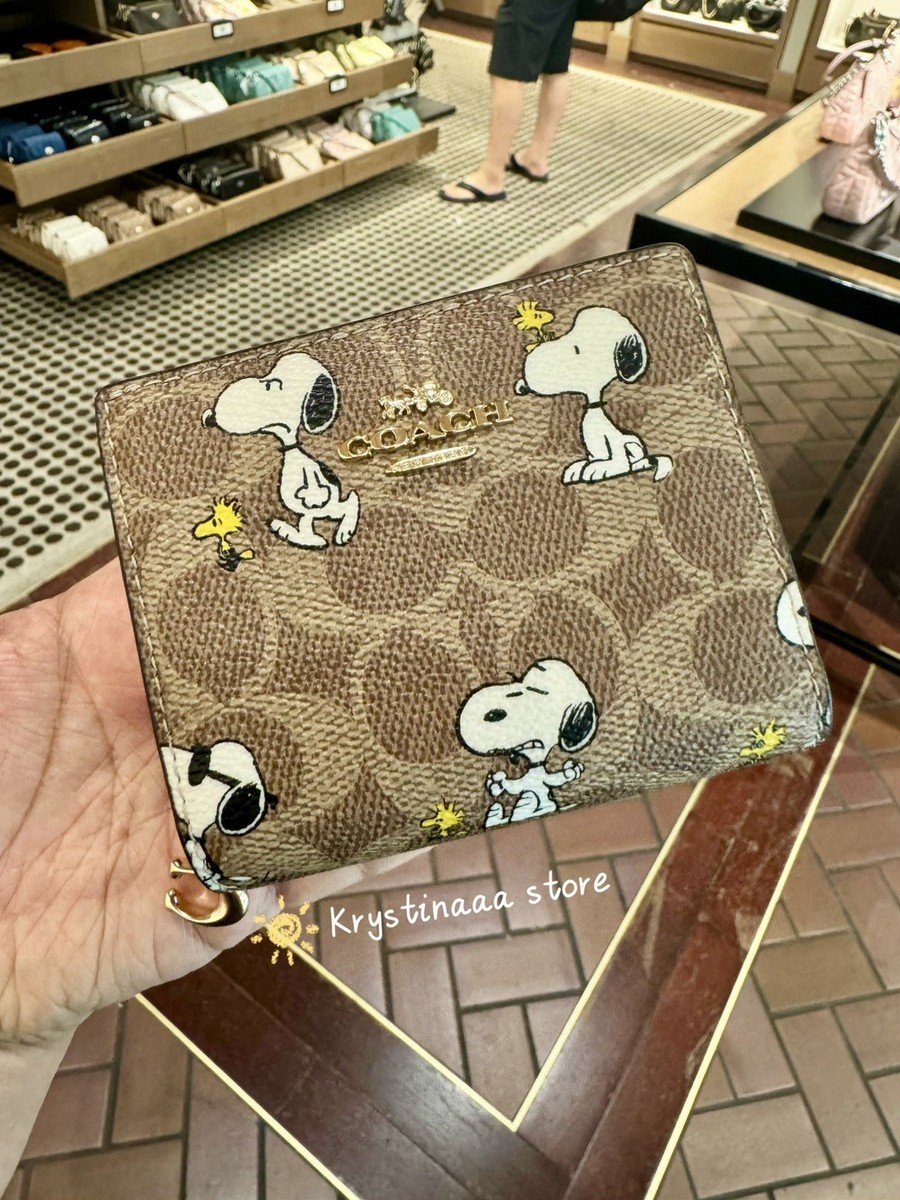 NWT Coach X Peanuts Snap Wallet In Signature Canvas With
