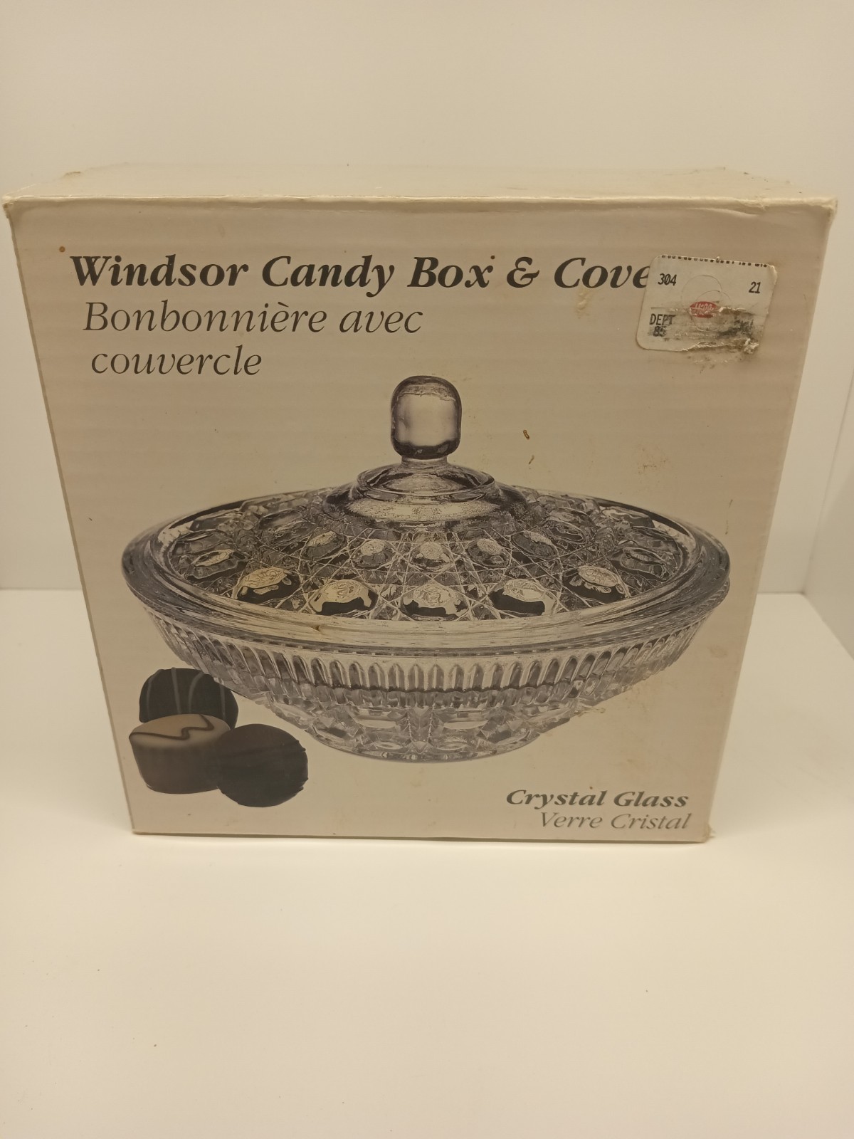 Windsor crystal glass candy box with cover 7.5