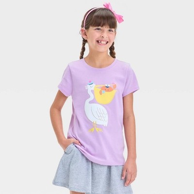 Girls' Short Sleeve Pelican Graphic T-Shirt - Cat & Jack  Lilac Med (8)